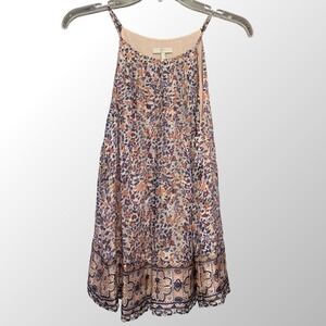 Joie Sleeveless Silk Floral Top Blouse Border Print 3759-T1696G Size Large